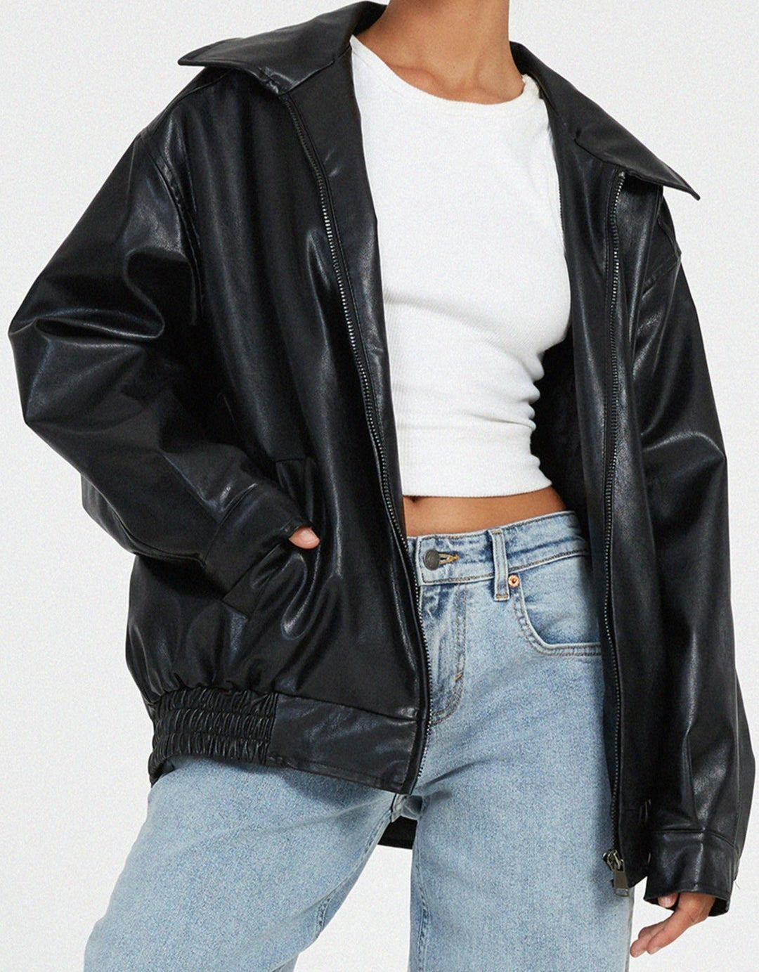 Women’s Oversized PU Leather Jacket
