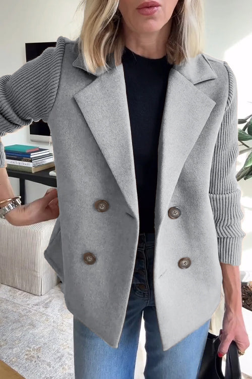 Chic Knit-Sleeve Blazer – Timeless Sophistication with a Modern Edge