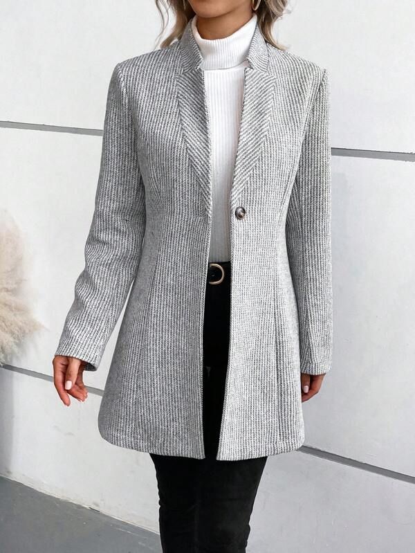 Women’s Longline Knit Blazer Coat – Polished Warmth for Every Day