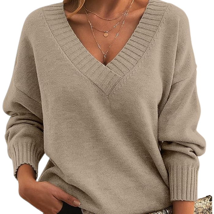 Women’s Relaxed V-Neck Knit Sweater
