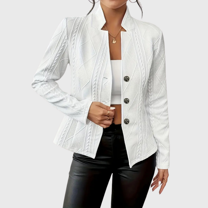Women Spring–Autumn Elegant Textured Tailored Blazer