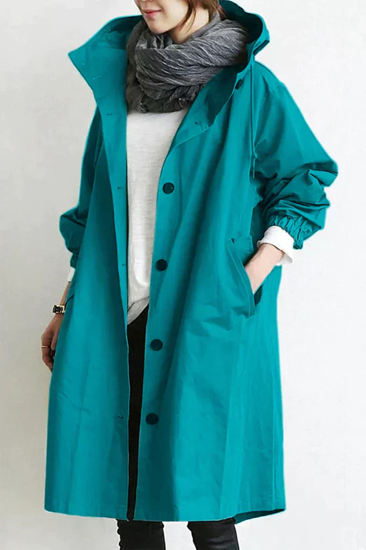 Women All-Season Elegant Hooded Cotton Trench Coat