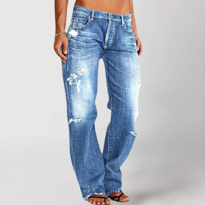 Women’s Distressed Straight Leg Jeans – Relaxed Fit & Everyday Edge