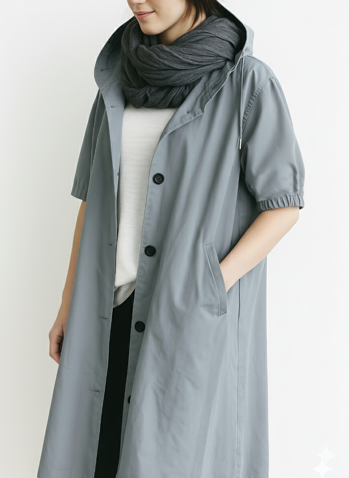 Women All-Season Elegant Hooded Cotton Trench Coat