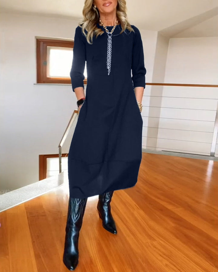 Women’s Midi Dress – 3/4 Sleeve Chic & Everyday Comfort