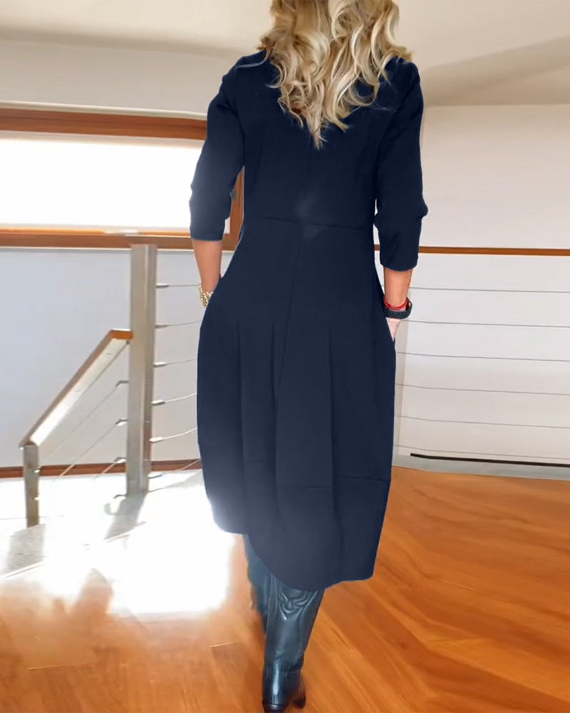 Women’s Midi Dress – 3/4 Sleeve Chic & Everyday Comfort