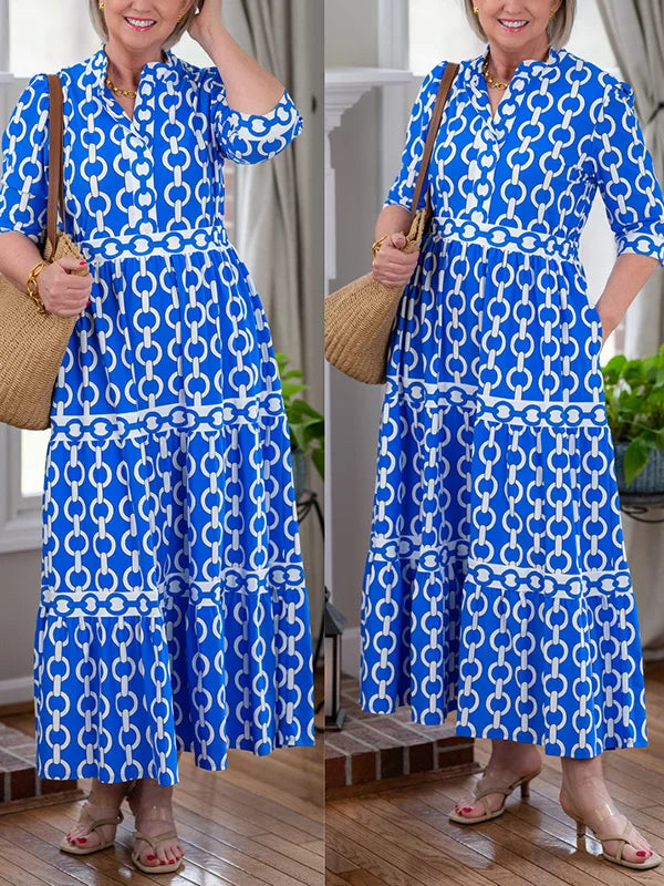 Women’s Chain-Print Maxi Dress – Bold Style & Effortless Elegance