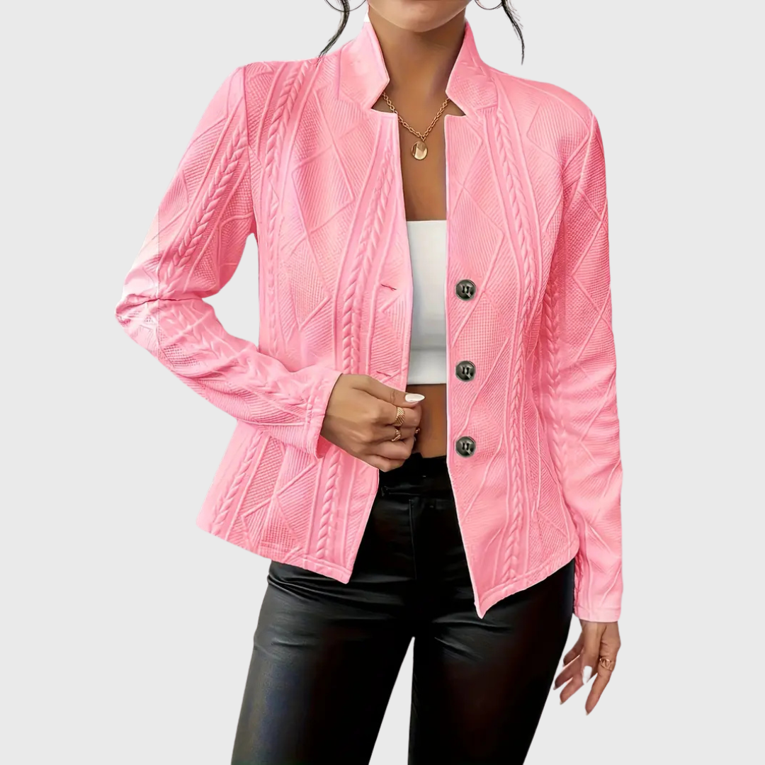 Women Spring–Autumn Elegant Textured Tailored Blazer