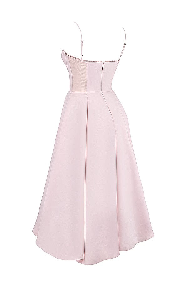 Women’s Satin Midi Dress – Corset Bodice & Twirl-Worthy Skirt