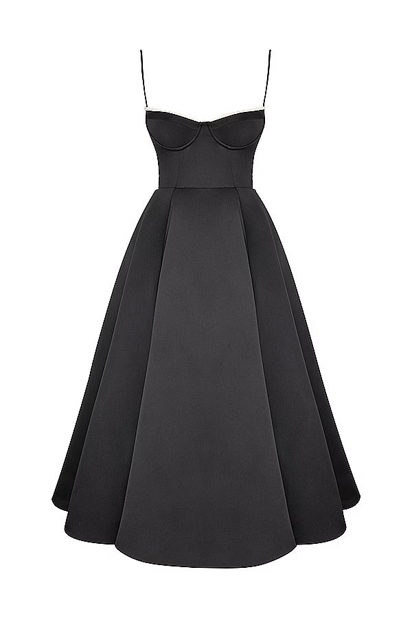 Women’s Satin Midi Dress – Corset Bodice & Twirl-Worthy Skirt