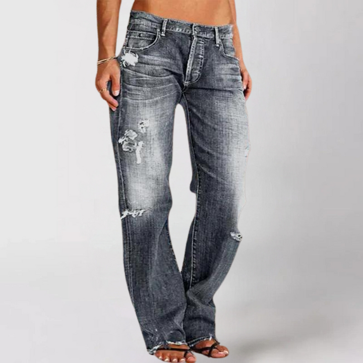 Women’s Distressed Straight Leg Jeans – Relaxed Fit & Everyday Edge