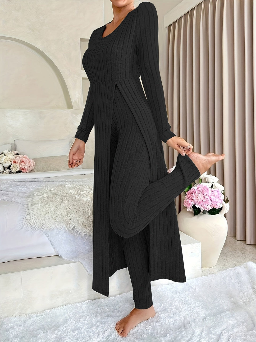Women’s Ribbed Lounge Set – Cozy Layers & Effortless Style