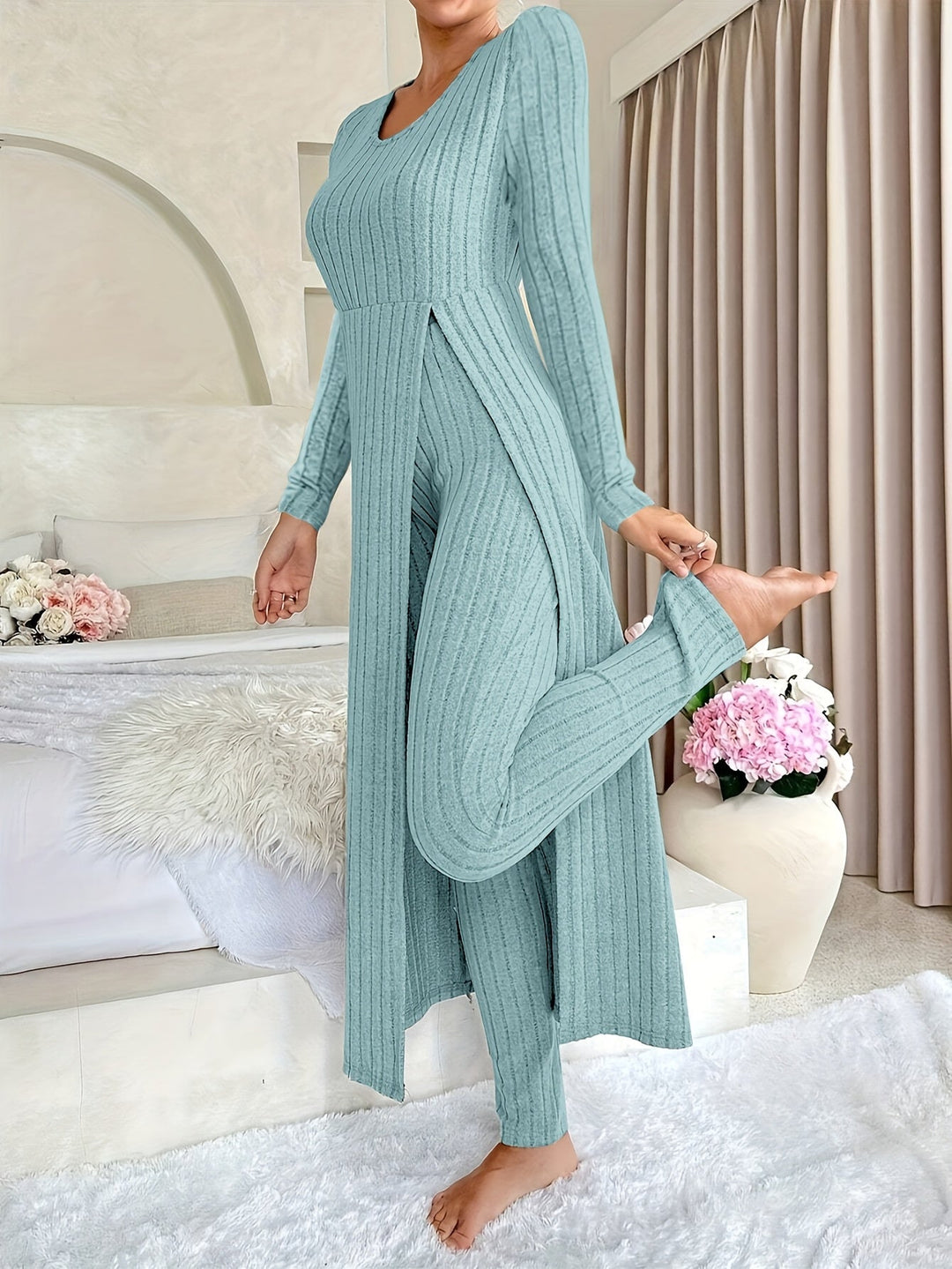 Women’s Ribbed Lounge Set – Cozy Layers & Effortless Style