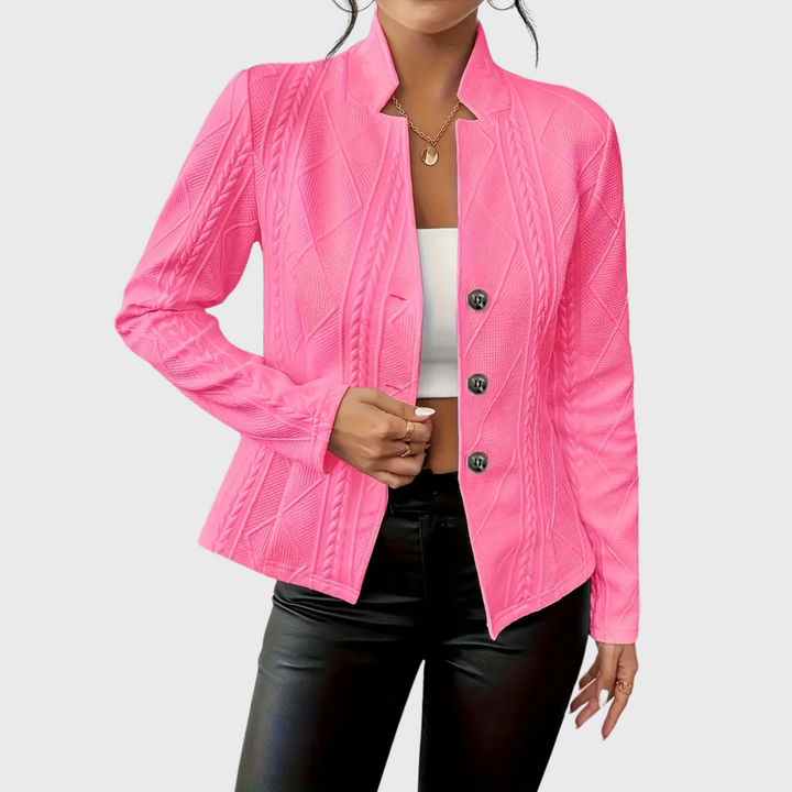 Women Spring–Autumn Elegant Textured Tailored Blazer