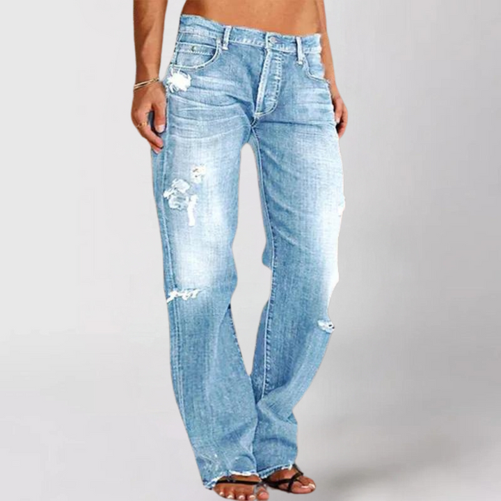 Women’s Distressed Straight Leg Jeans – Relaxed Fit & Everyday Edge