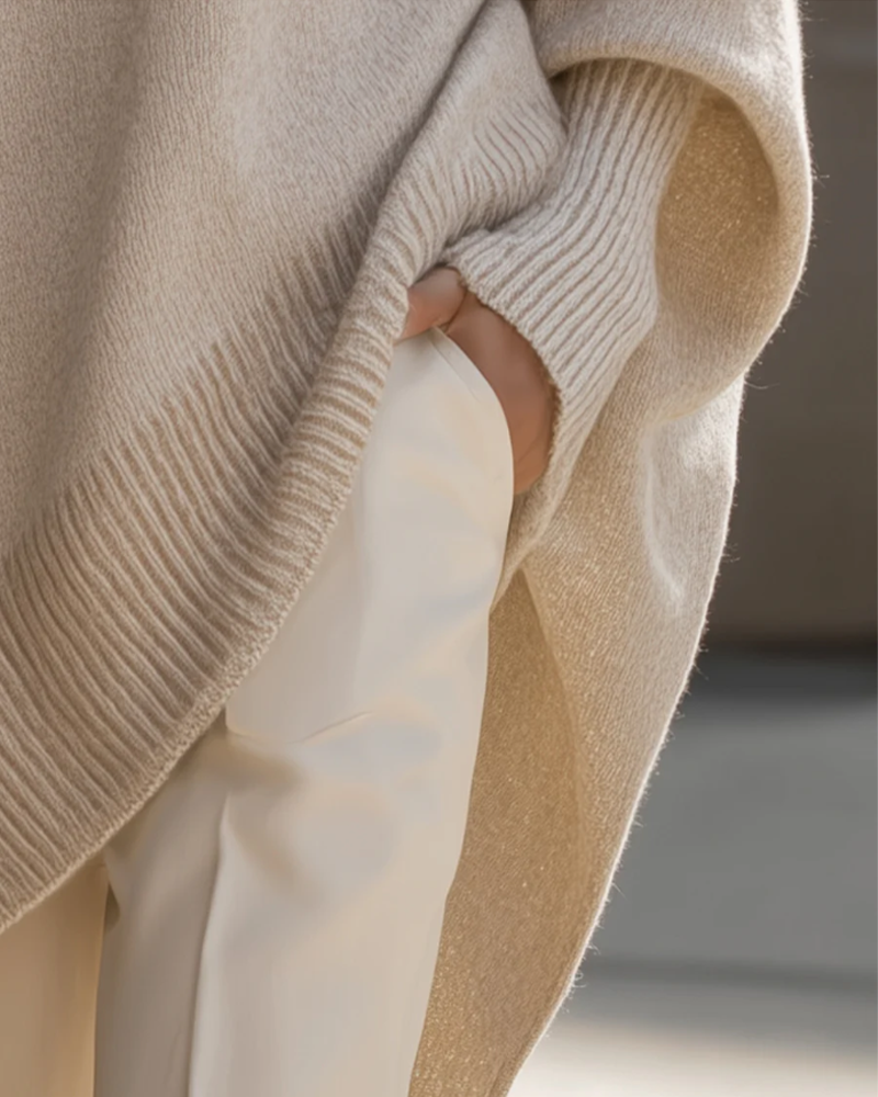 Round Neck Loose Mid-Length Sweater – Relaxed Fit & Everyday Elegance