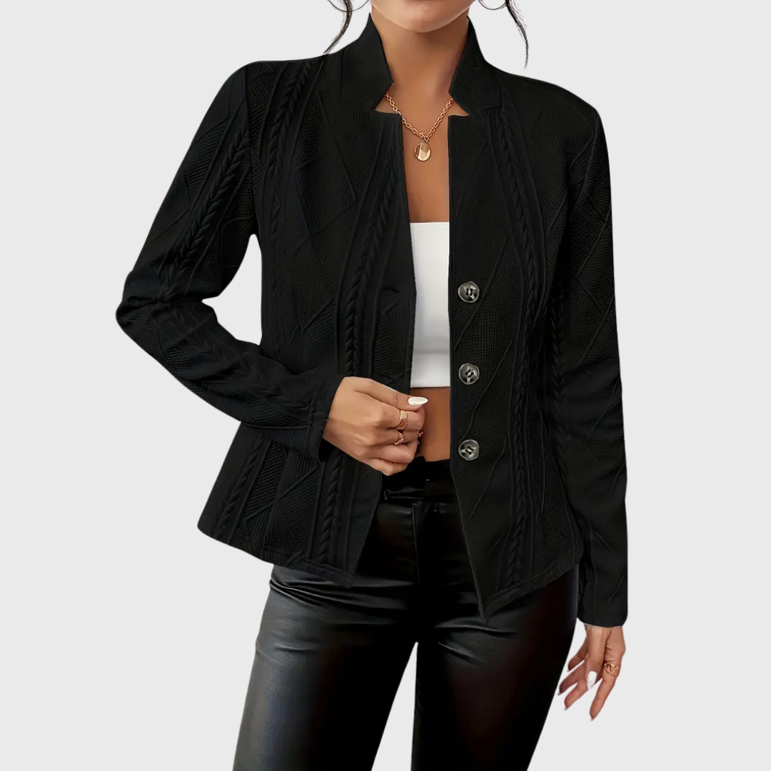 Women Spring–Autumn Elegant Textured Tailored Blazer