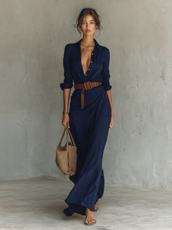 Women’s Drape Maxi Dress – Elegant Flow with Effortless Feminine Charm