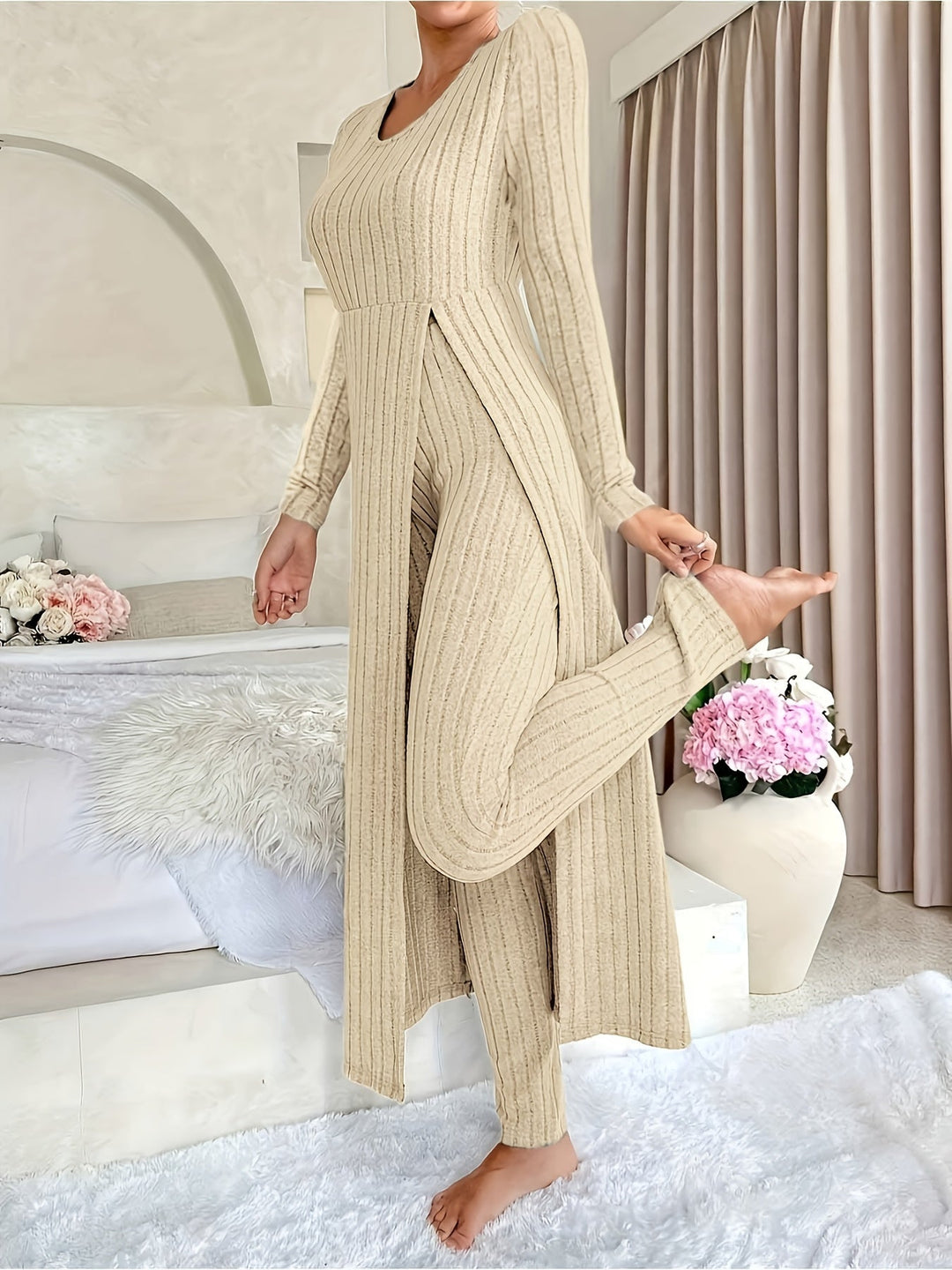 Women’s Ribbed Lounge Set – Cozy Layers & Effortless Style