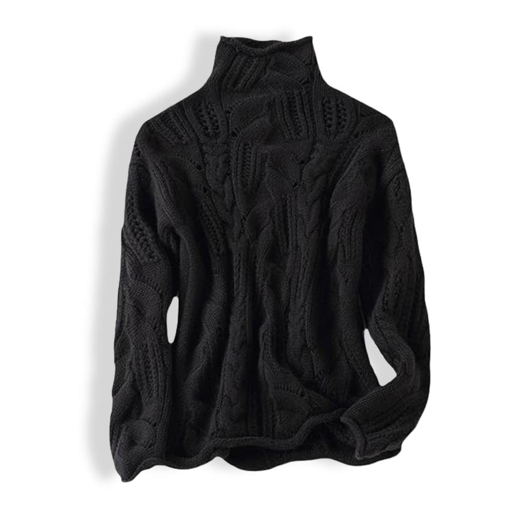 Women’s Cable Knit Turtleneck Sweater – Cozy Textured Winter Layer