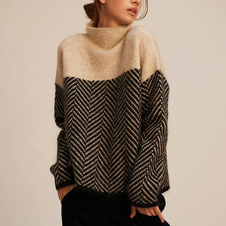 Women’s Herringbone Knit Sweater – Structured Comfort for Chilly Days
