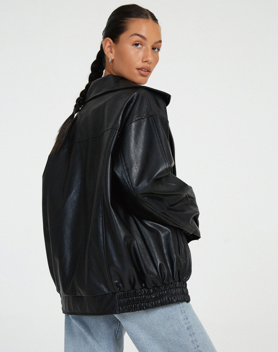 Women’s Oversized PU Leather Jacket