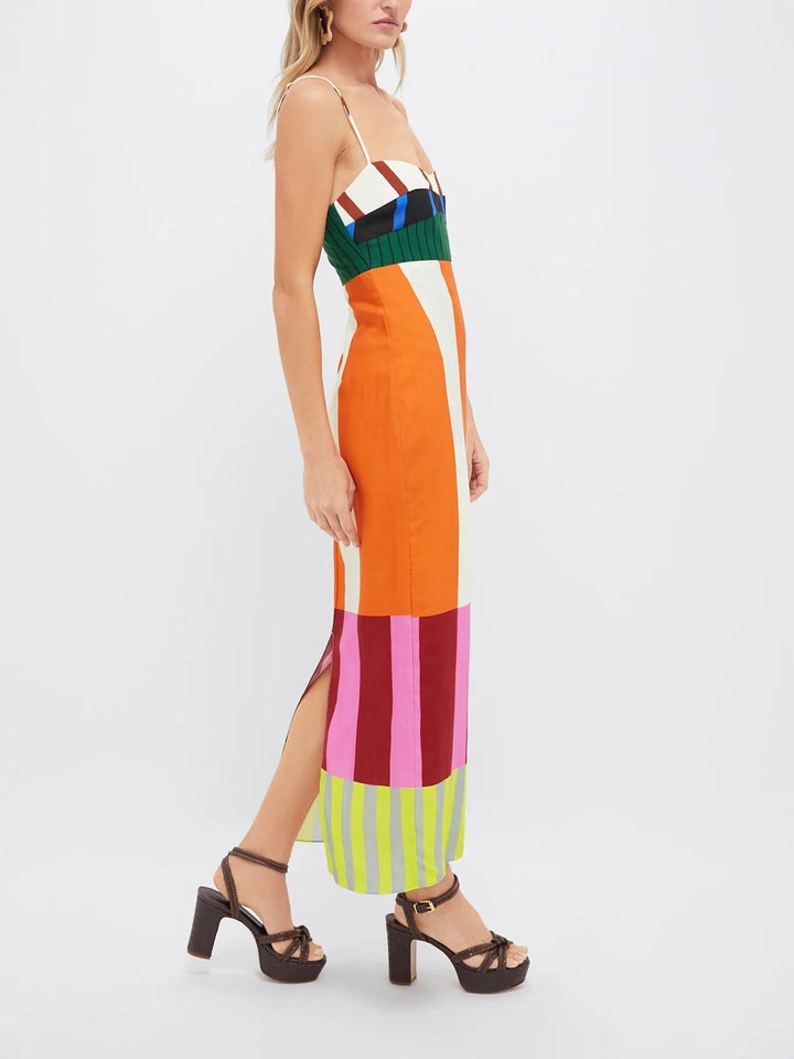 Women’s Striped Maxi Dress – Bold Colorblock Summer Style