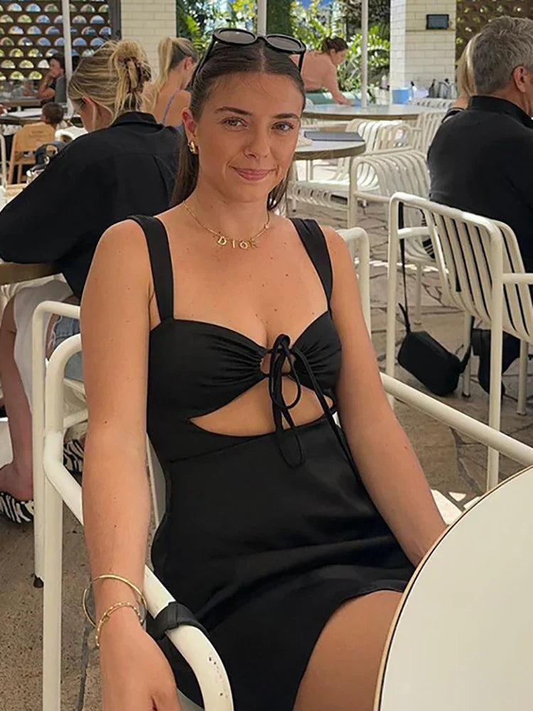 Women’s Cutout Mini Dress – Sexy Tie Front & Flirty Fit