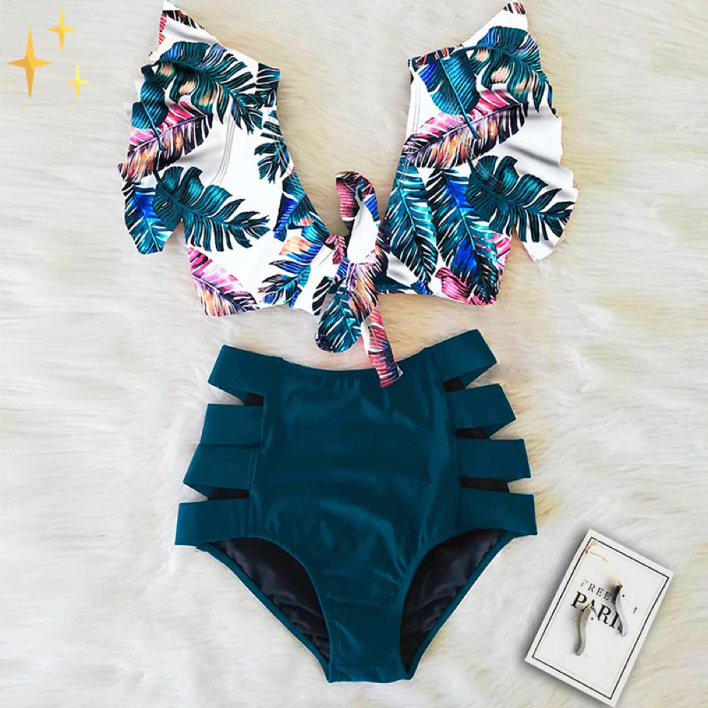 Women’s Ruffle Bikini Set – Flattering Support & Tropical Style