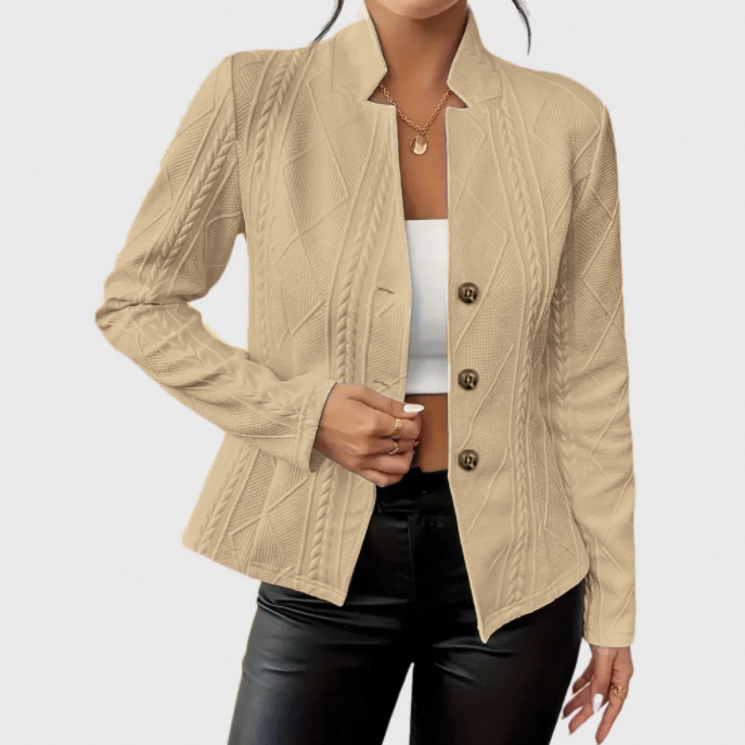 Women Spring–Autumn Elegant Textured Tailored Blazer