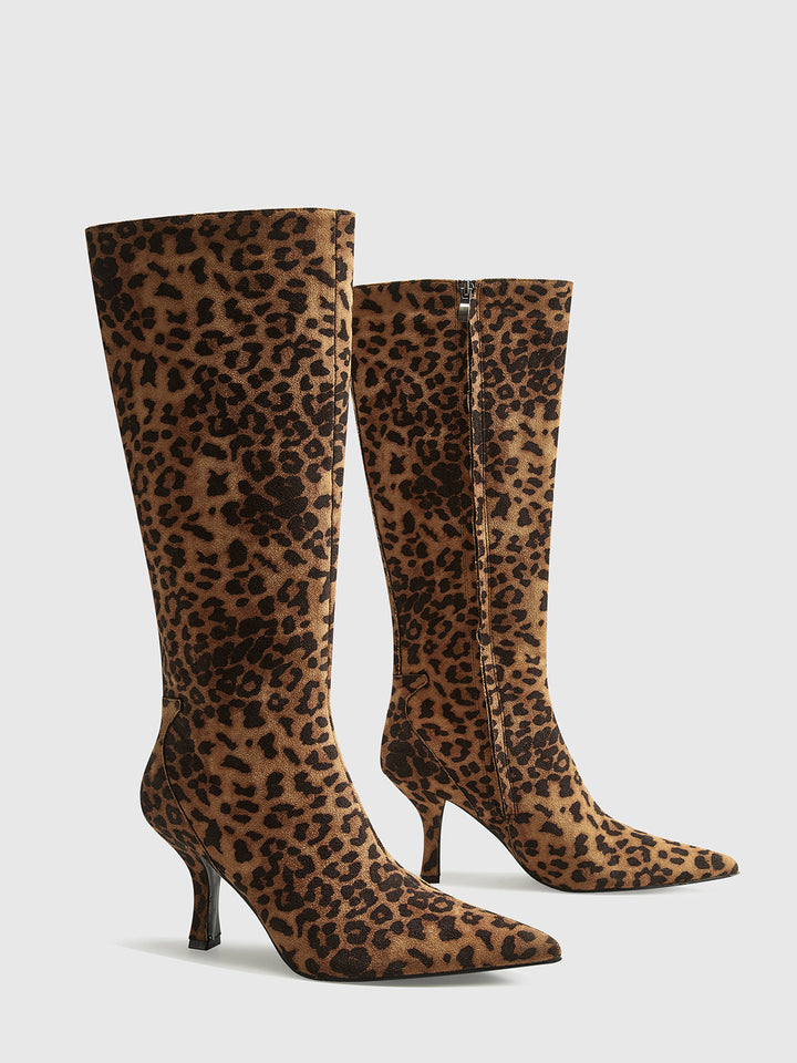 Women Autumn–Winter Fashion Leopard Print Knee-High Boots