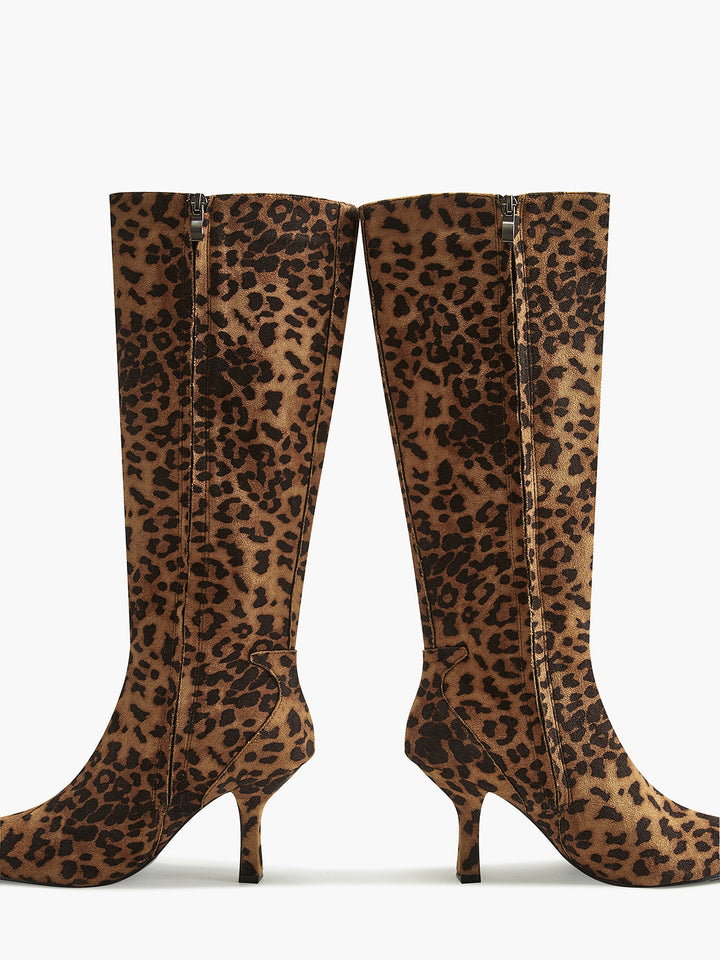 Women Autumn–Winter Fashion Leopard Print Knee-High Boots