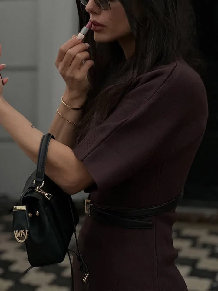 Women’s Pleated Maxi Dress – Structured Top & Flowing Skirt