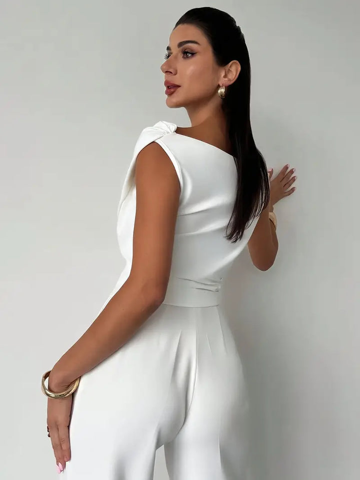 Women’s Off-Shoulder Jumpsuit – Draped Fit & Modern Structure