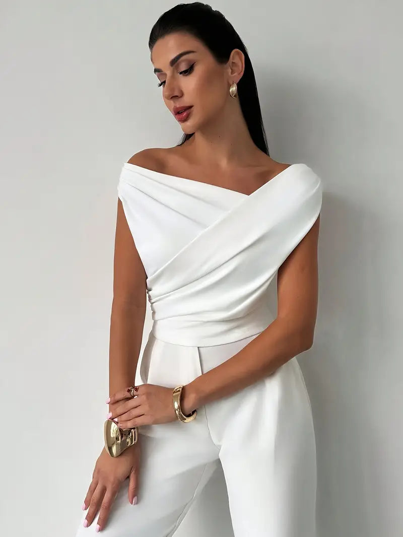 Women’s Off-Shoulder Jumpsuit – Draped Fit & Modern Structure