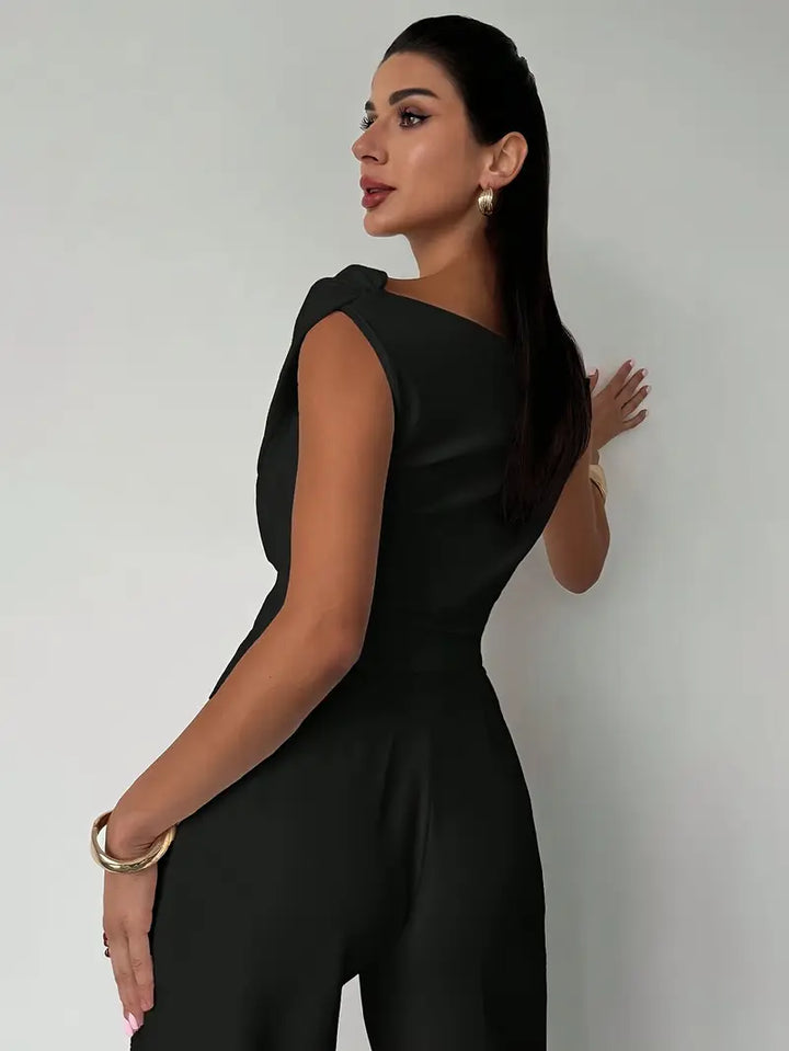 Women’s Off-Shoulder Jumpsuit – Draped Fit & Modern Structure