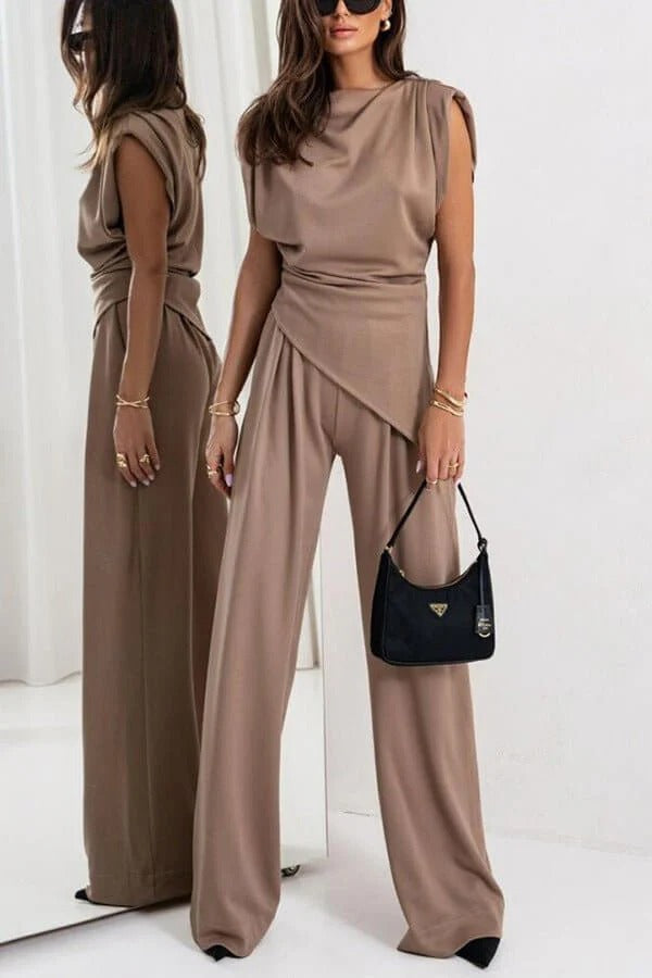 Women’s Draped Two-Piece Set – Modern Fit &amp Effortless Sophistication