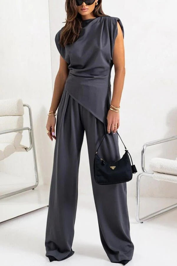 Women’s Draped Two-Piece Set – Modern Fit &amp Effortless Sophistication