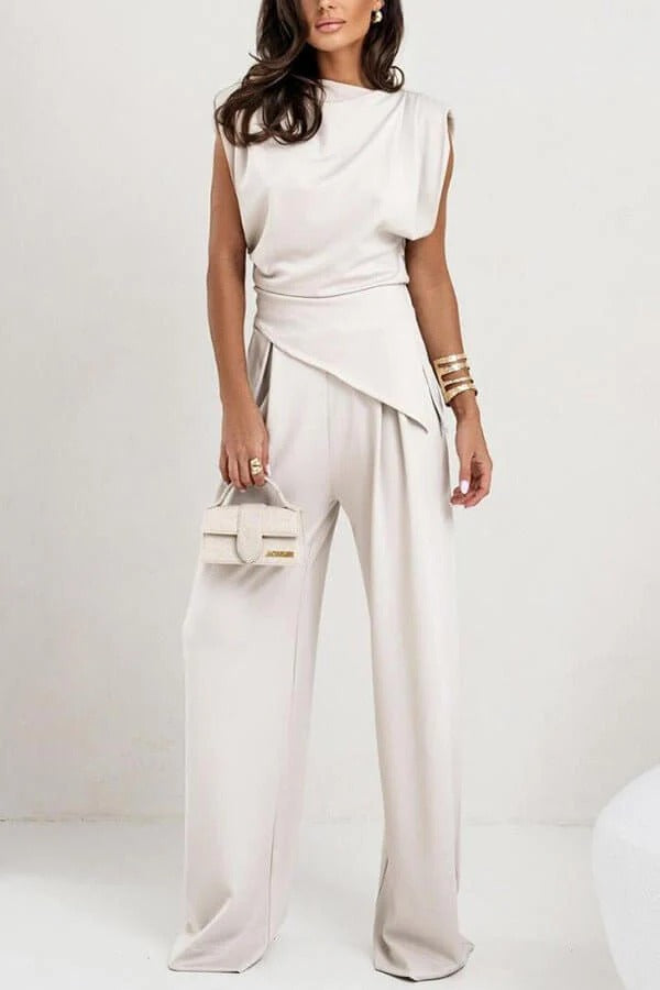 Women’s Draped Two-Piece Set – Modern Fit &amp Effortless Sophistication
