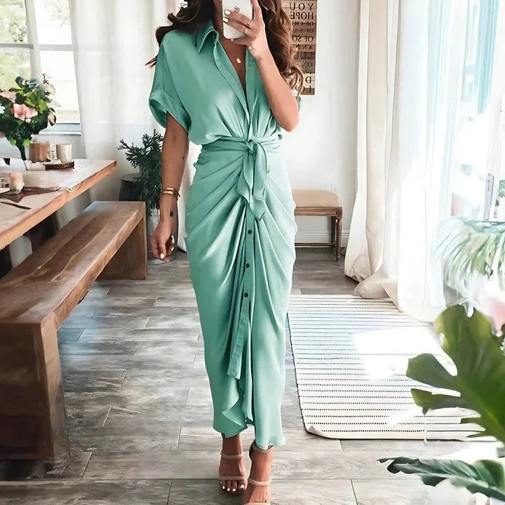 Women’s Ruched Midi Dress – Flowy Fit & Effortless Elegance