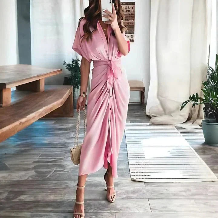 Women’s Ruched Midi Dress – Flowy Fit & Effortless Elegance