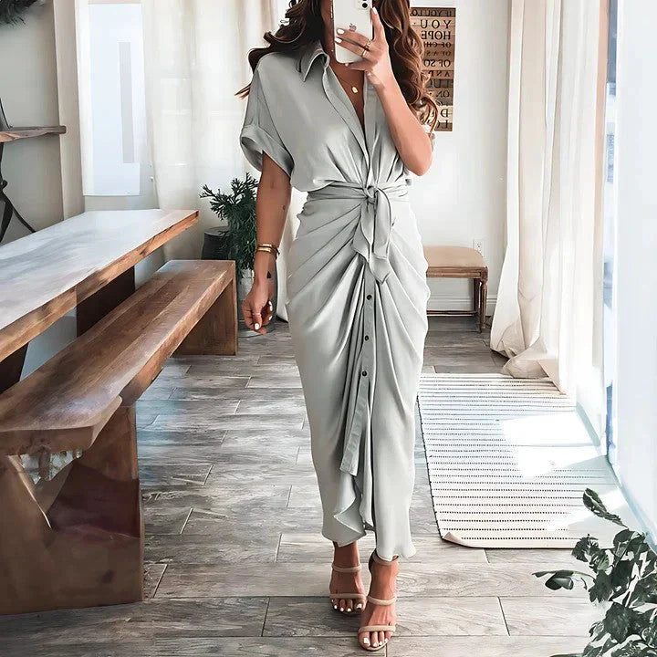 Women’s Ruched Midi Dress – Flowy Fit & Effortless Elegance