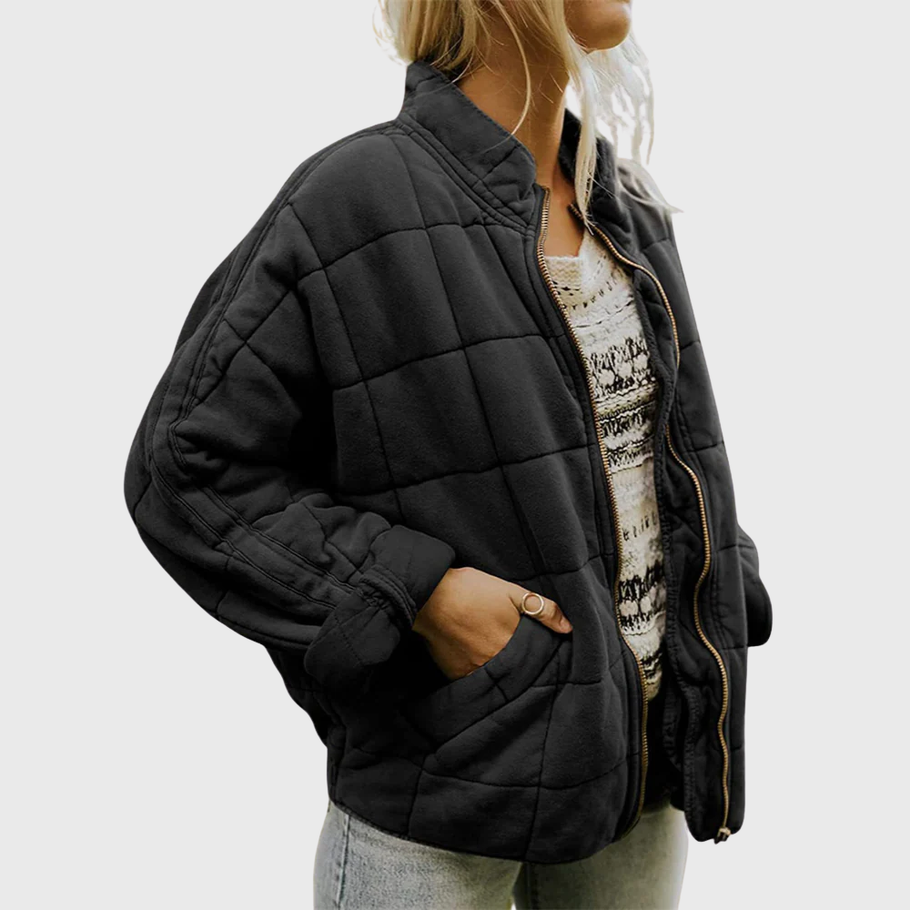 Women Autumn–Winter Casual Quilted Zip Jacket