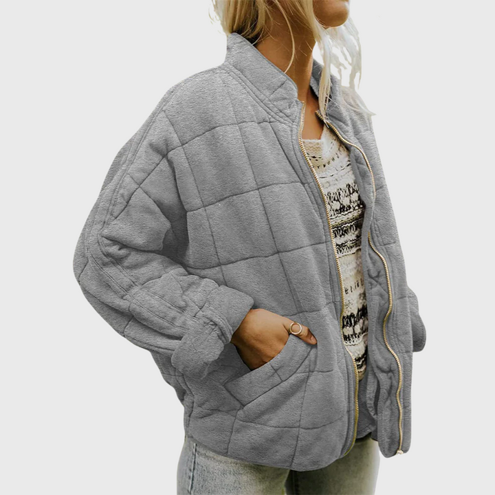 Women Autumn–Winter Casual Quilted Zip Jacket