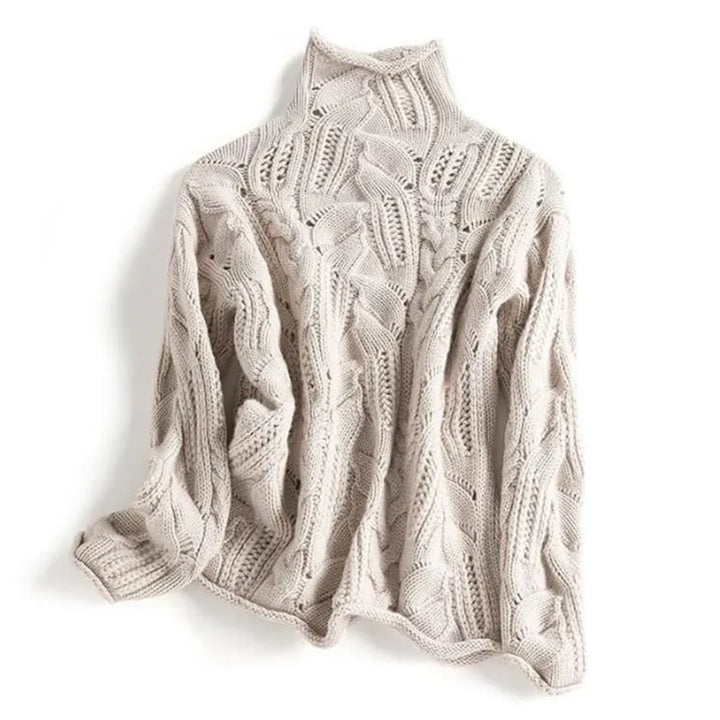Women’s Cable Knit Turtleneck Sweater – Cozy Textured Winter Layer