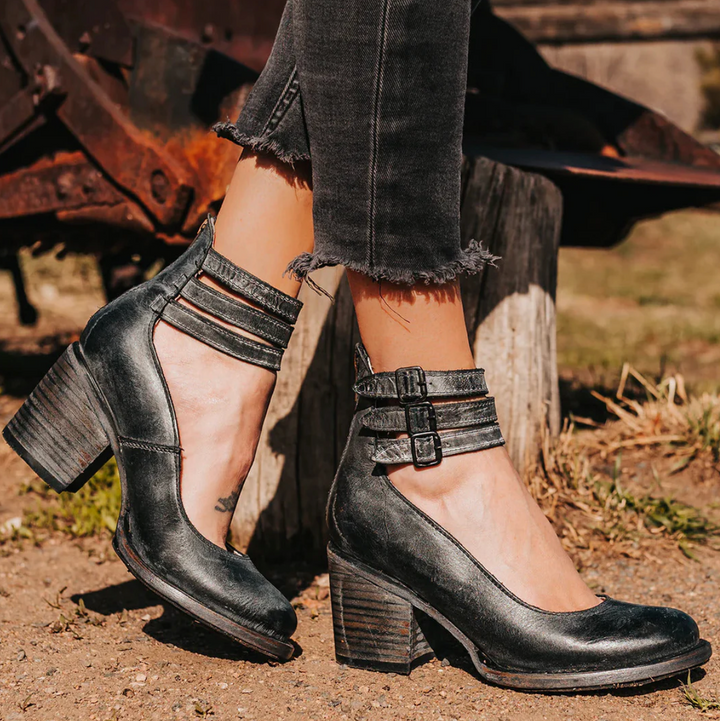 Women’s Vintage-Inspired Leather Heels – Classic Elegance with Modern Sophistication