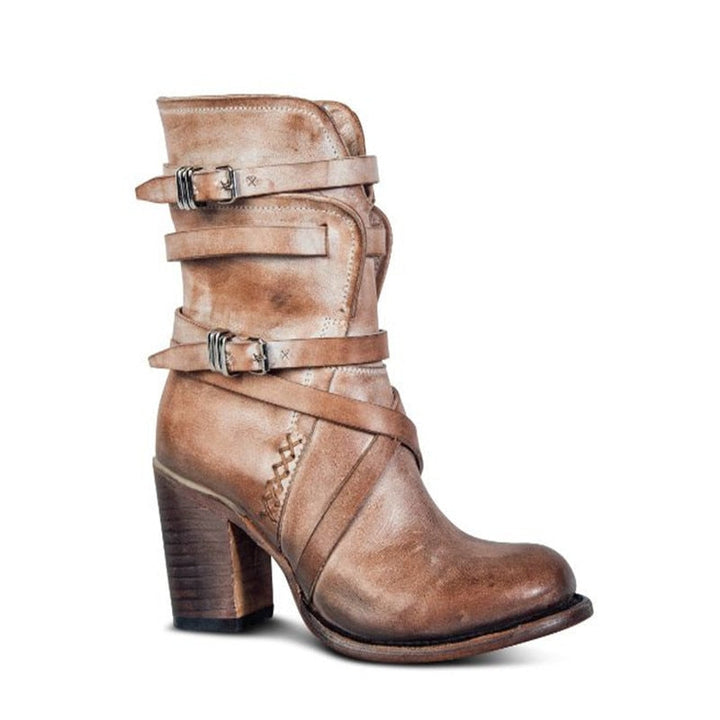 Women All-Season Casual Distressed Chunky-Heel Ankle Boots
