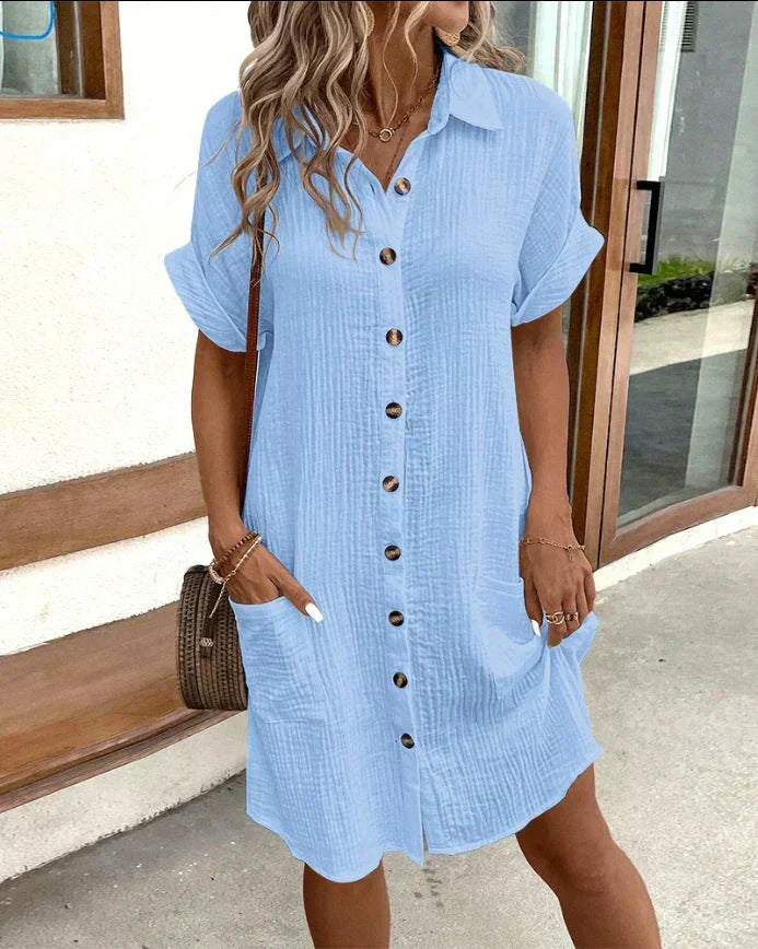 Women Spring–Summer Casual Polo Shirt Dress