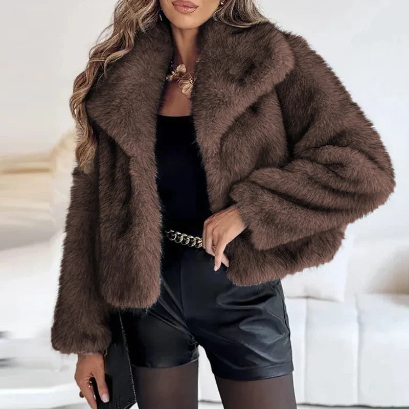Women’s Faux Fur Short Jacket – Stylish Warmth for Autumn & Winter