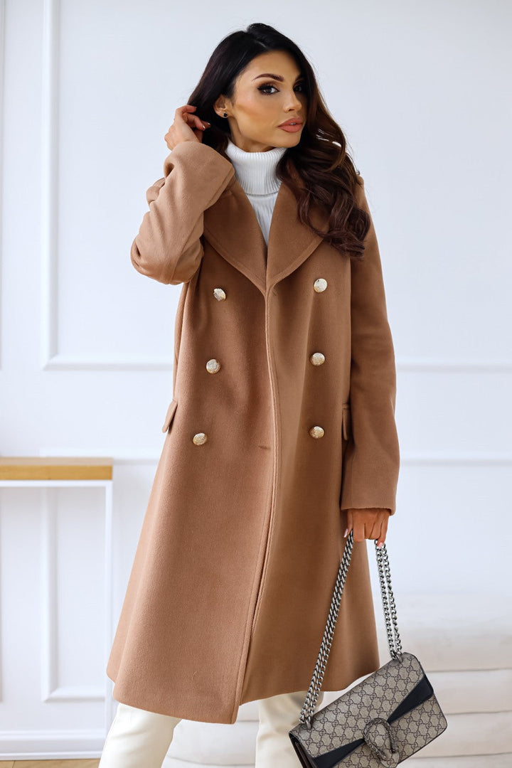 Women Autumn–Winter Elegant Full-Length Wool Blend Coat